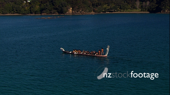 Maori Waka at Sea 1 Aerial 4288
